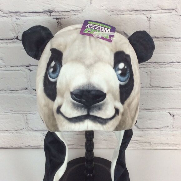 Fuzzy Wuzzy Head Huggeez Hat Panda Bear Themed Christmas Gift Stocking Stuffer - Picture 3 of 4